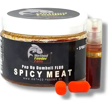 Nástraha Plovoucí Dumbell Method Feeder Fans Pop Up Dumbell 8x15 mm 100 ml + Sprej Esence 2 ml Varianta: Pop Up Dumbell Kořeněné Maso 8x15 mm 100 ml + Sprej Esence 2 ml