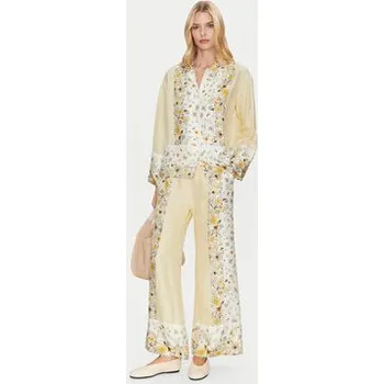 Munthe Kalhoty z materiálu Febert 251140025118 Béžová Relaxed Fit 34