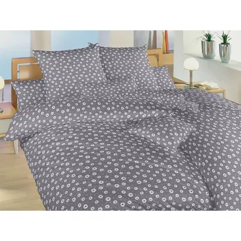 Bavlněné povlečení - Anežka bílá na tmavě šedém - hot. kapsa