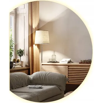 Zrcadlo Kulaté LED zrcadlo do koupelny se zkosenou hranou, broušené, pro líčení, 70x80 cm