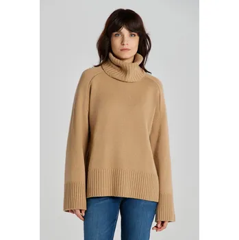 Dámský svetr ROLÁK GANT OVERSIZED CASHMERE ROLL NECK SAND MELANGE