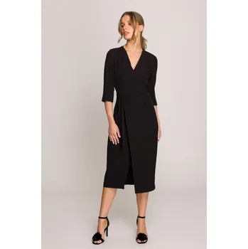 Dámské šaty Elegantní šaty se zavinovacím efektem Stylove S396 černé EU velikost: XXL