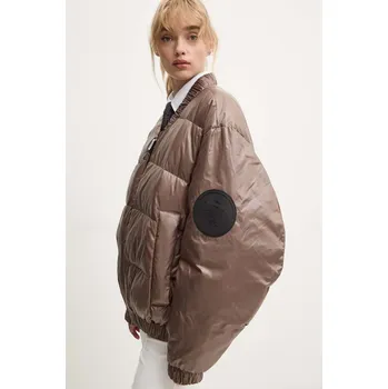 Péřová bomber bunda MMC STUDIO LUKA dámská, hnědá barva, zimní, oversize LUKA.JACKET 88A, vel. ONE SIZE