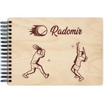 Fotoalbum Dřevěné sportovní fotoalbum TENIS Barva vnitřních papírů: Grafitová