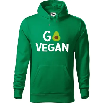 Pánská mikina Pánská mikina s potiskem Go vegan Velikost (muž): XL, Vyberte barvu: Středně zelená