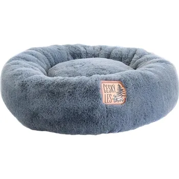 Pelíšek pro psa Akinu ČESKÝ LES Plyšový donut pelech pro psy tm. šedý L 75 cm