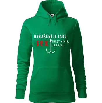 Pánská mikina Dámská mikina Rybaření Velikost (žena): 2XL, Vyberte barvu: Středně zelená