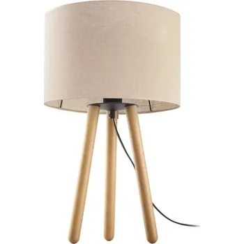 Lampička TK LIGHTING Stolní lampa - TOKYO 5295, Ø 20 cm, 230V/15W/1xE27, tmavě béžová/borovice