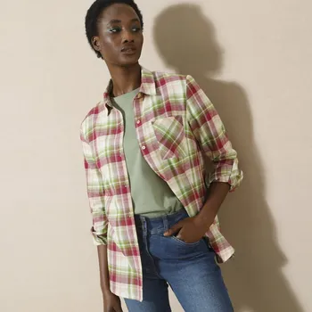 Dámská košile Flanelová košile, potisk kostky purpurová/zelená 46