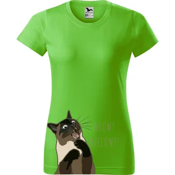 Dámské tričko Dámské tričko s potiskem Naštvaná kočka Barva trička: Apple green, Velikost: M