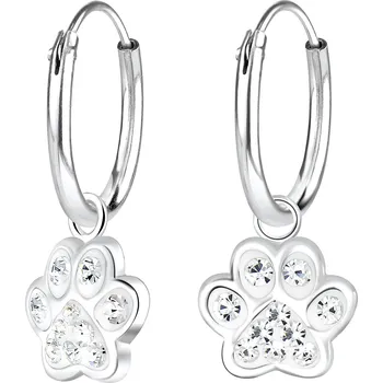 Náušnice SYLVIENE Dětské stříbrné náušnice kroužky s čirou tlapkou