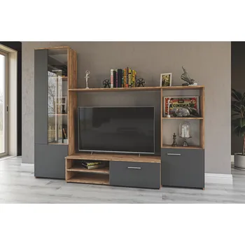 Obývací stěna Obývací stěna JUKA šedý grafit/dub craft tabaco