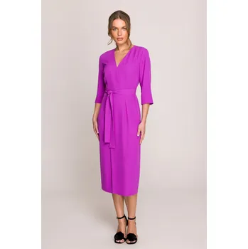 Dámské šaty Elegantní šaty se zavinovacím efektem Stylove S396 levandulové EU velikost: S