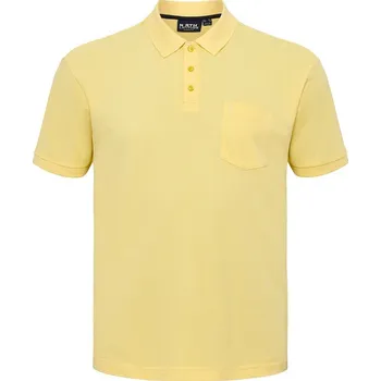 Pánské tričko s límečkem - polokošile 51116 NORTH LATITUDE žluté krátký rukáv 4XL - 10XL - 5XL