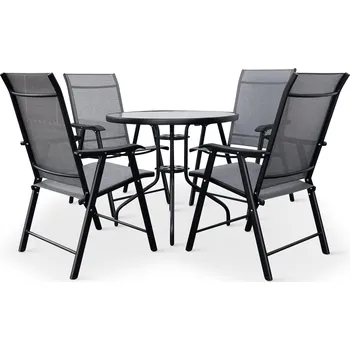 Zahradní sestava Noela Zahradní jídelní set Capri 80cm + 4x kovová židle Solano