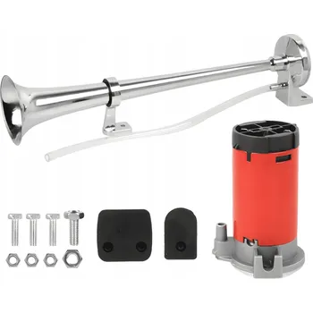 Houkačka KLAKSON PNEUMATICKÁ HOUKAČKA 150dB FANFÁRA CHROMOVÁ S KOMPRESOREM 12V AUTOMOBILOVÁ