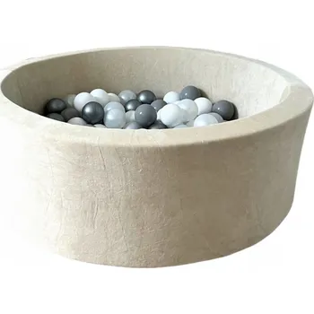 Suchý bazén Suchý bazén s kuličkami Velvet 30x90 Krémový 250 míčků - HOTOVÝ MIX.