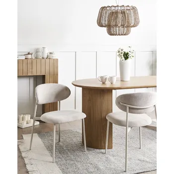 Jídelní židle Sada 2 jídelních židlí světle béžová čalouněné sedáky a opěradla kovové nohy moderní design Beliani