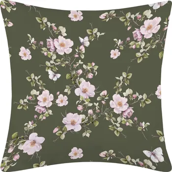 Povlečení DARRÉ Bavlněný povlak na polštář Dotek růží - zelený Velikost: 70 x 90