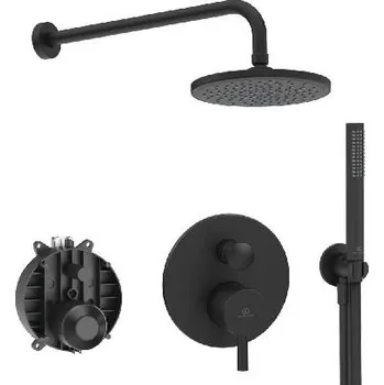 Sprchový set Ideal Standard CeraLine - Sprchový set s baterií pod omítku, s tělesem, průměr 20 cm, matná černá BD192XG