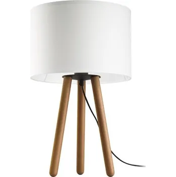 Lampička TK LIGHTING Stolní lampa - TOKYO 5290, Ø 20 cm, 230V/15W/1xE27, bílá/buk