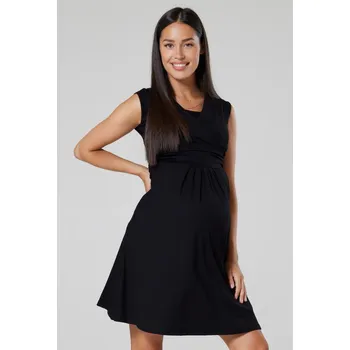 Těhotenské šaty Letní těhotenské a kojící šaty s kapsami 3v1 Roccia černé Velikost: M