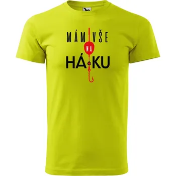 Pánské oblečení Pánské tričko s potiskem Mám vše na háčku Velikost: XL, Barva trička: Limetková