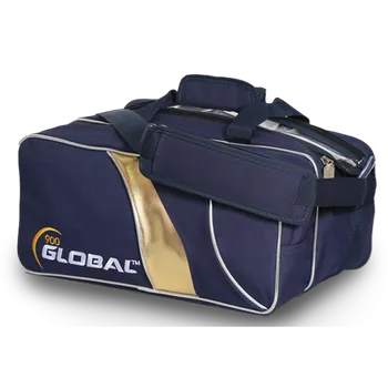 Taška na bowlingovou kouli TAŠKA NA 2 KOULE DELUXE TOTE NOSIČKA S PROSTOREM NA BOTY MODRÁ/ZLATÁ