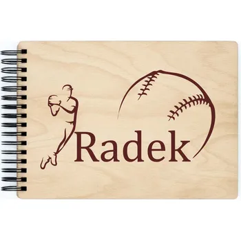 Fotoalbum Dřevěné sportovní fotoalbum - Baseball 2 Barva vnitřních papírů: Čokoládová