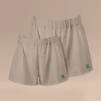 Trenýrky Párové trenky pro mámu a tátu s iniciálami - béžové Velikost pro ni: L, Velikost pro něj: M, Font a barva nitě: Tyrkysová tiskací se srdíčkem