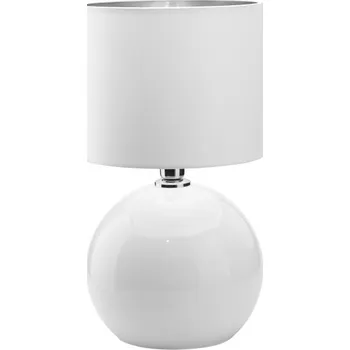 Lampička TK LIGHTING Stolní lampa - PALLA 5066, Ø 20 cm, 230V/15W/1xE27, bílá/stříbrná