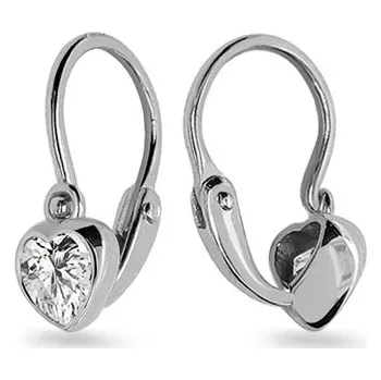 Náušnice iZlato Srdíčka se zirkonem z bílého zlata IZ18009A Bílá