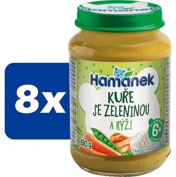 Hamánek Kuře se zeleninou a rýží - 8 x 190 g