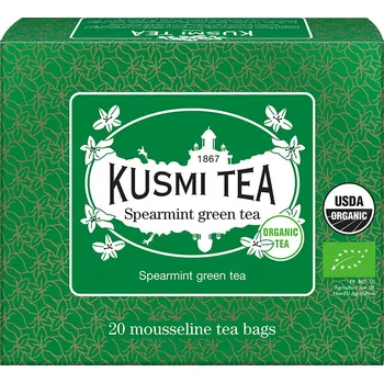 Čaj Kusmi Tea Organic Spearmint Green tea mušelínové sáčky 20x2 g