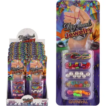 Teddies korálky plastové barevné pastelové se šňůrkou