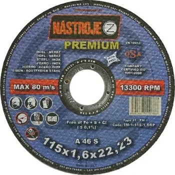 Řezný kotouč Řezný kotouč 115x1,6mm A46S Premium na ocel a nerez IM-1-115-1,6RP