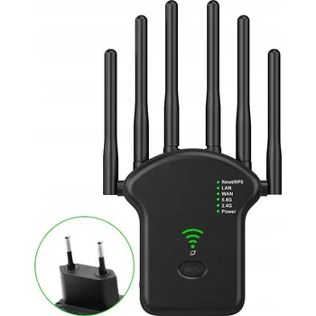 ZESILOVAČ WiFi SIGNÁLU REPEATER SILNÝ 1200 Mb/s 2.4G+5GHz - 6 ANTÉN