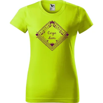 Dámské tričko Dámské tričko s potiskem Carpe diem Barva trička: Limetková - 62, Velikost: 2XL