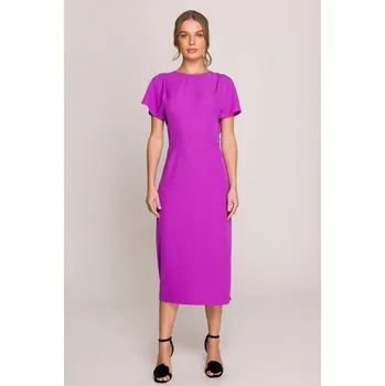 Dámské oblečení Elegantní pouzdrové šaty s rozparkem Stylove S398 levandulové EU velikost: M