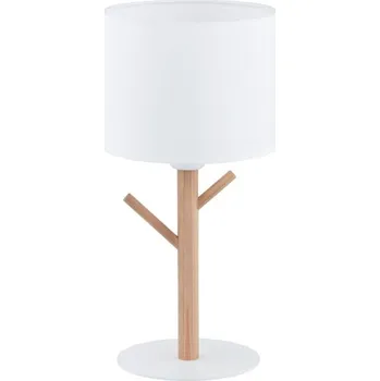 Lampička TK LIGHTING Stolní lampa - ALBERO 5571, Ø 20 cm, 230V/15W/1xE27, bílá/borovice (VYSTAVENO NA PRODEJNĚ)