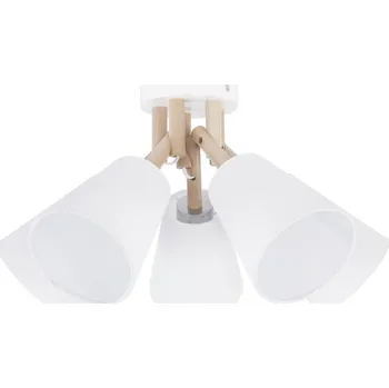 TK LIGHTING Lustr - VAIO 666, Ø 50 cm, 230V/15W/5xE27, bílá/borovice