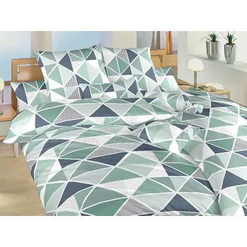 Povlečení Bavlněné povlečení - Pyramidy mentolové - na niť. knoflíky
