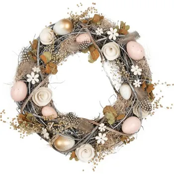 Vánoční ozdoba Věnec EASTER 04 B hnědý / pudrově růžový