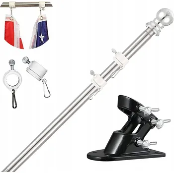 Vlajka Hliníkový stožár na vlajku, stříbrný, s ocelovým držákem