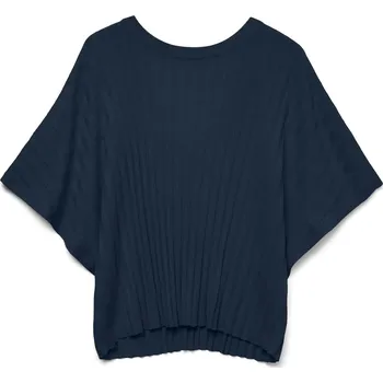 Dámské tričko ÚPLETOVÉ TRIČKO S NETOPÝŘÍM RUKÁVEM MODRÉ Vero Moda