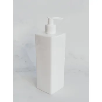 Dávkovač mýdla hranatý LUNA 500 ml bílý s bílým dávkovačem