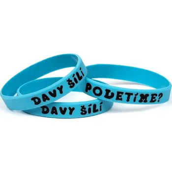 Náramek Náramek silikonový s ražbou Poletíme? – modrý s potiskem Náramek silikonový s ražbou Poletíme? – modrý