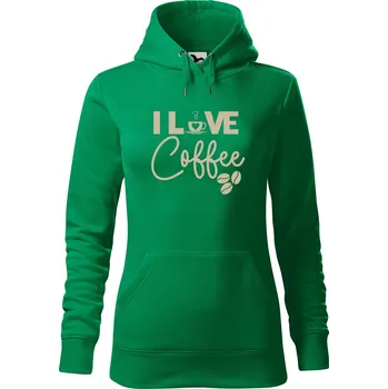 Pánská mikina Dámská mikina I love coffee Velikost (žena): 2XL, Vyberte barvu: Středně zelená