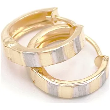 Náušnice Zlaté náušnice kruhy s proužky dvě barvy zlata 1,10g