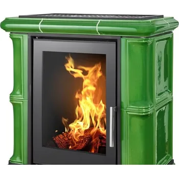 Krbová kamna ABX, spol. s.r.o. ABX BAVARIA exklusive kachlová kamna 3,5-9kW, rovný sokl, zelená moosgrun